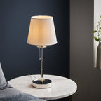 99596 1 Light Table Lamp Bright Nickel Plate & Vintage White Fabric