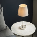 99596 1 Light Table Lamp Bright Nickel Plate & Vintage White Fabric