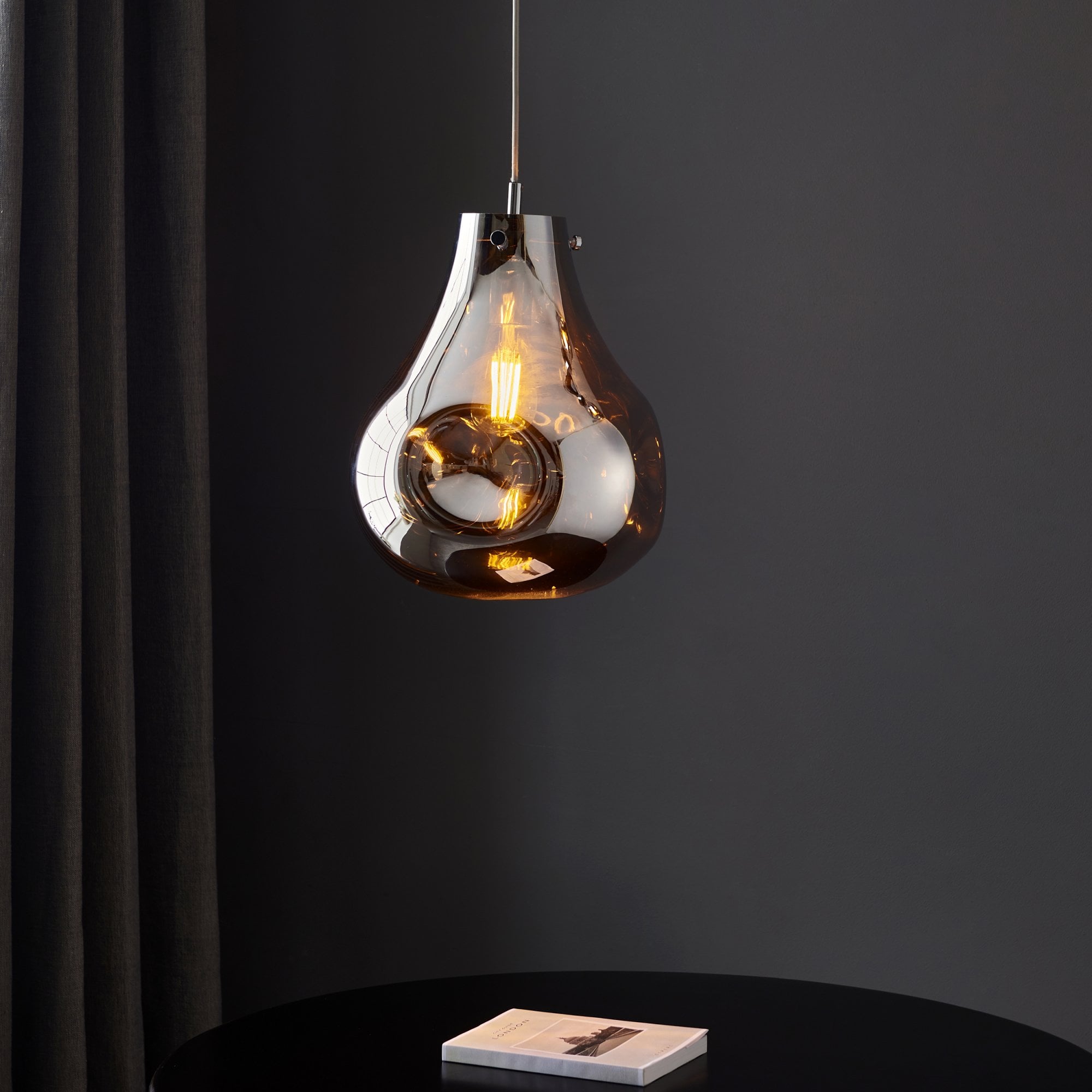 99788 1 Light Pendant Chrome Metallic Glass & Chrome Plate