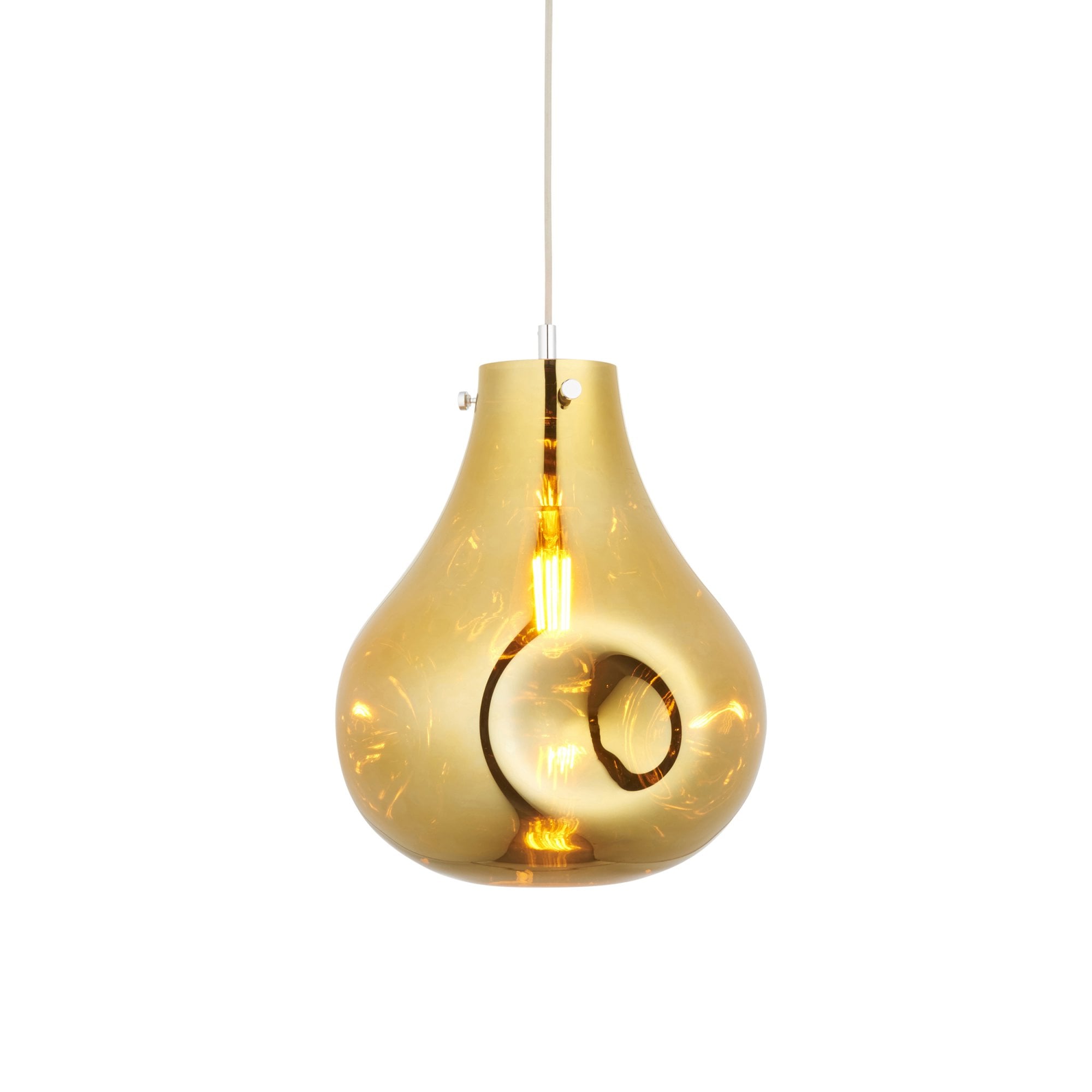99789 1 Light Pendant Gold Metallic Glass & Chrome Plate