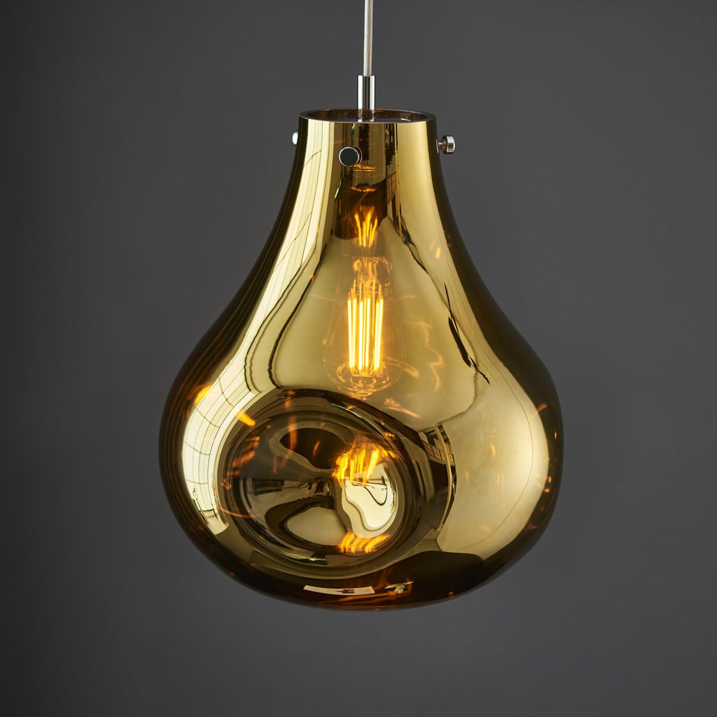99789 1 Light Pendant Gold Metallic Glass & Chrome Plate
