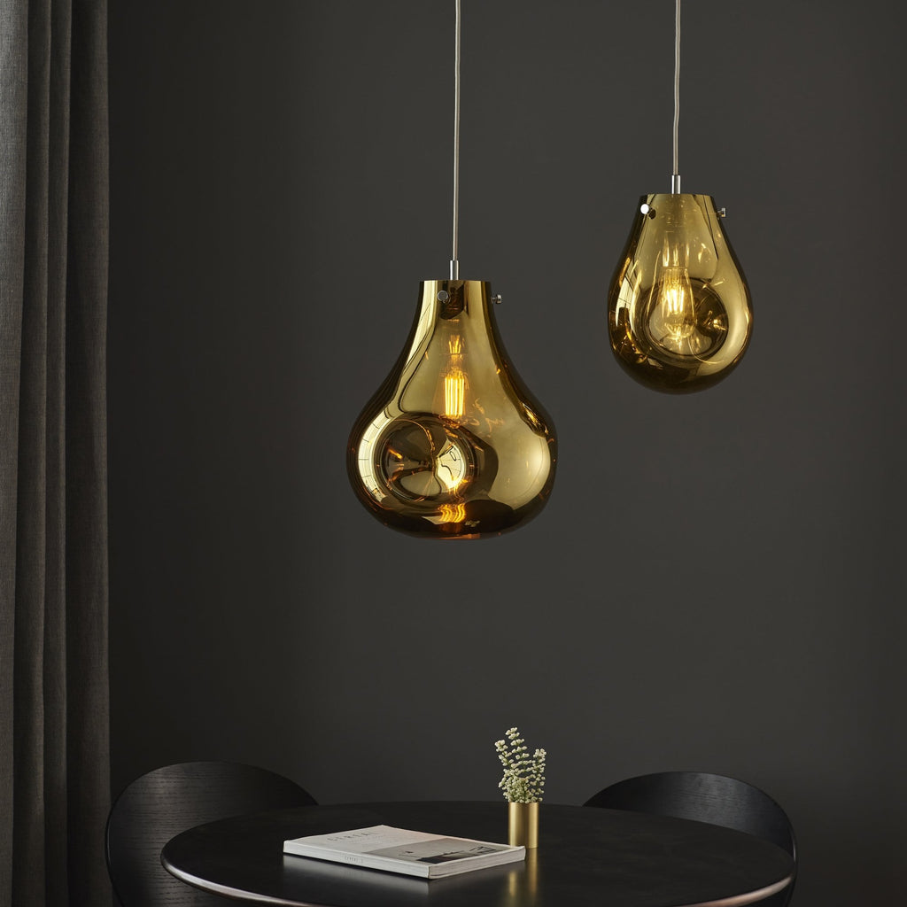 99789 1 Light Pendant Gold Metallic Glass & Chrome Plate