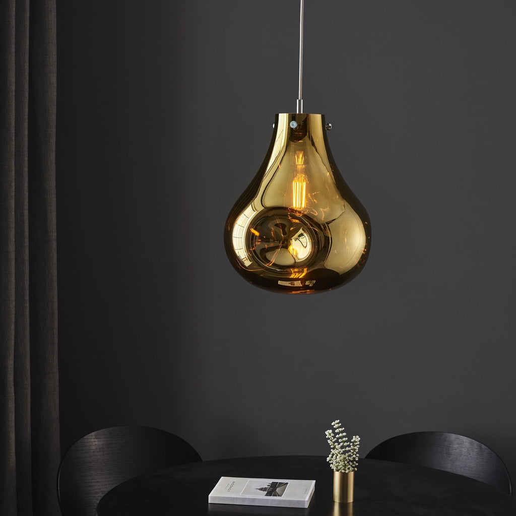 99789 1 Light Pendant Gold Metallic Glass & Chrome Plate