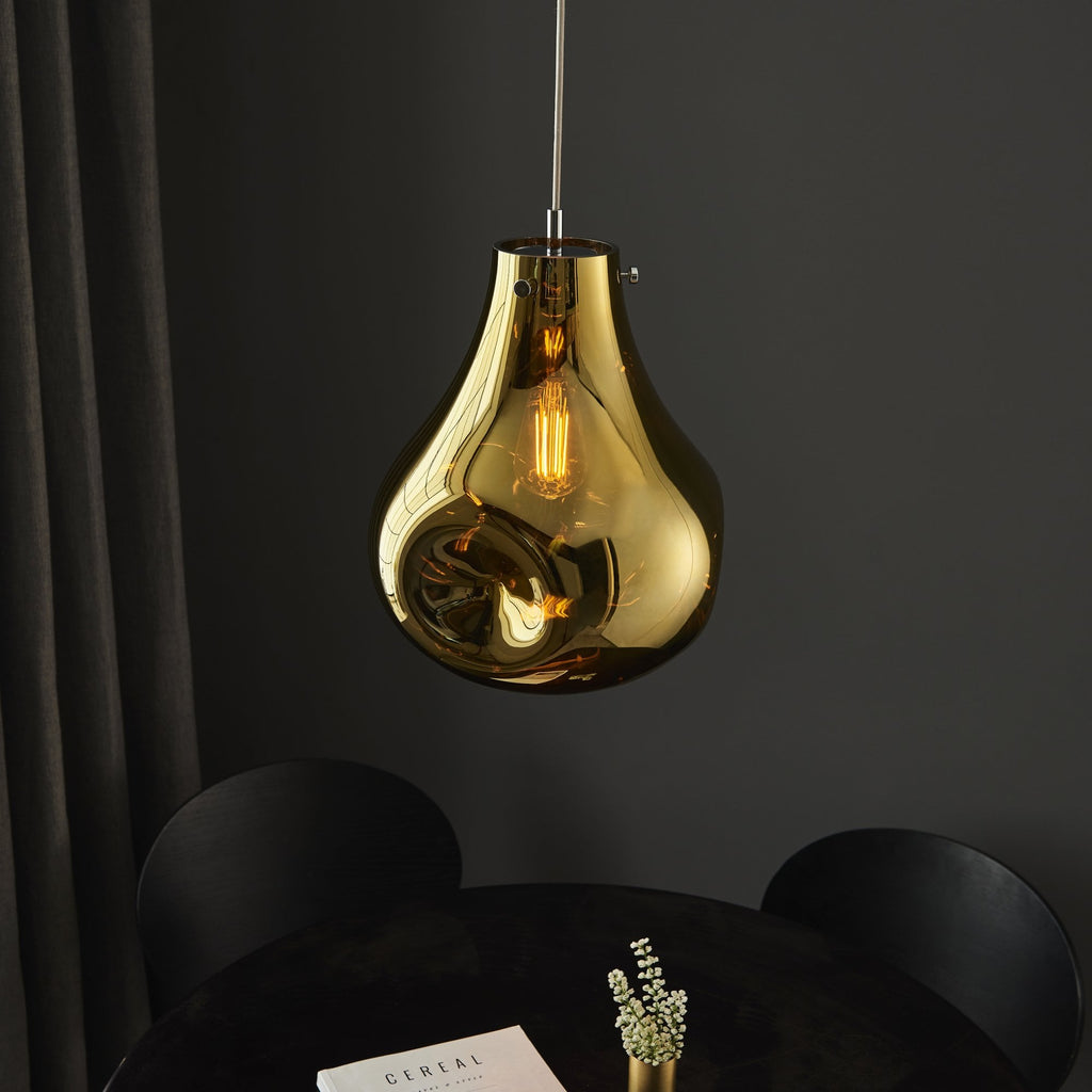 99789 1 Light Pendant Gold Metallic Glass & Chrome Plate