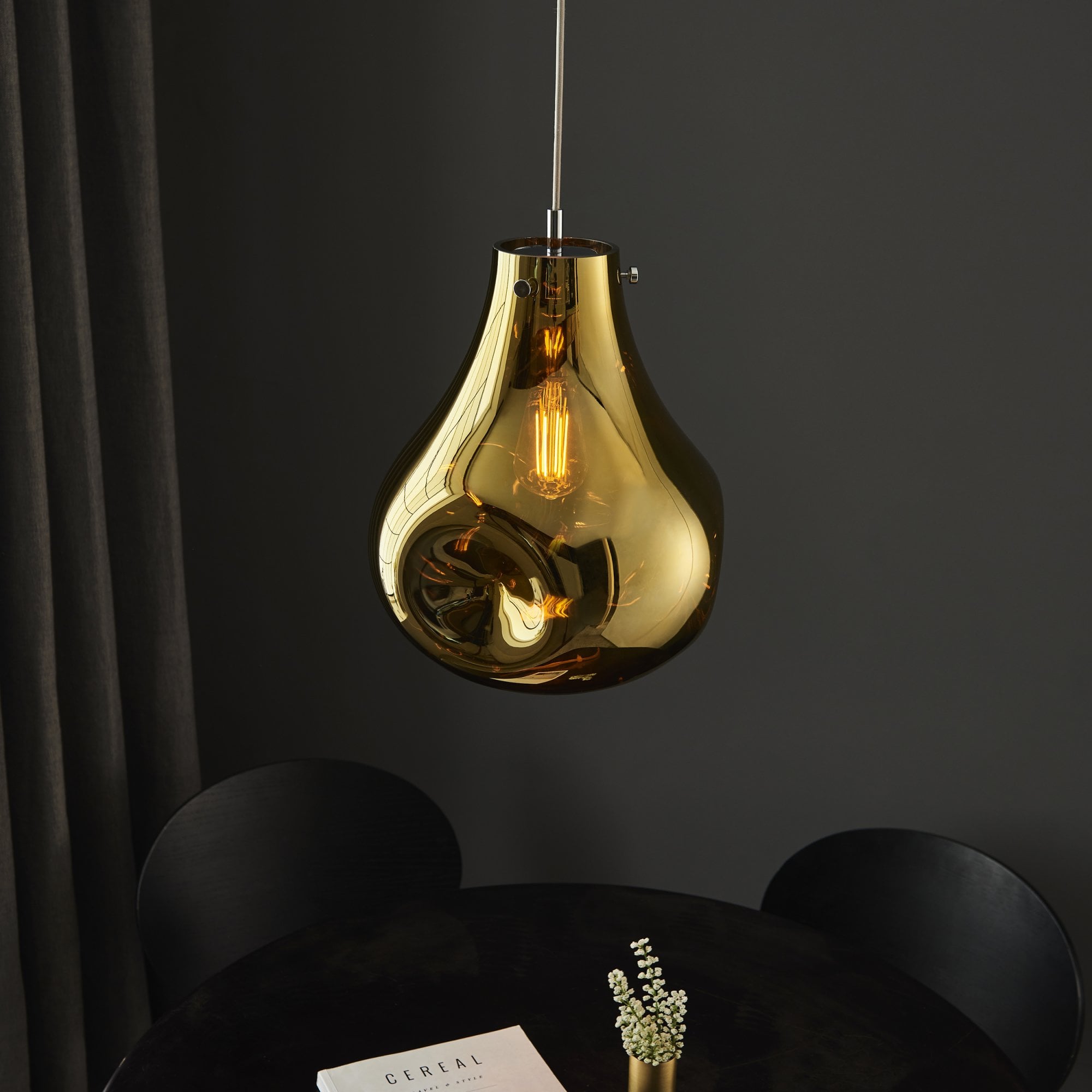 99789 1 Light Pendant Gold Metallic Glass & Chrome Plate