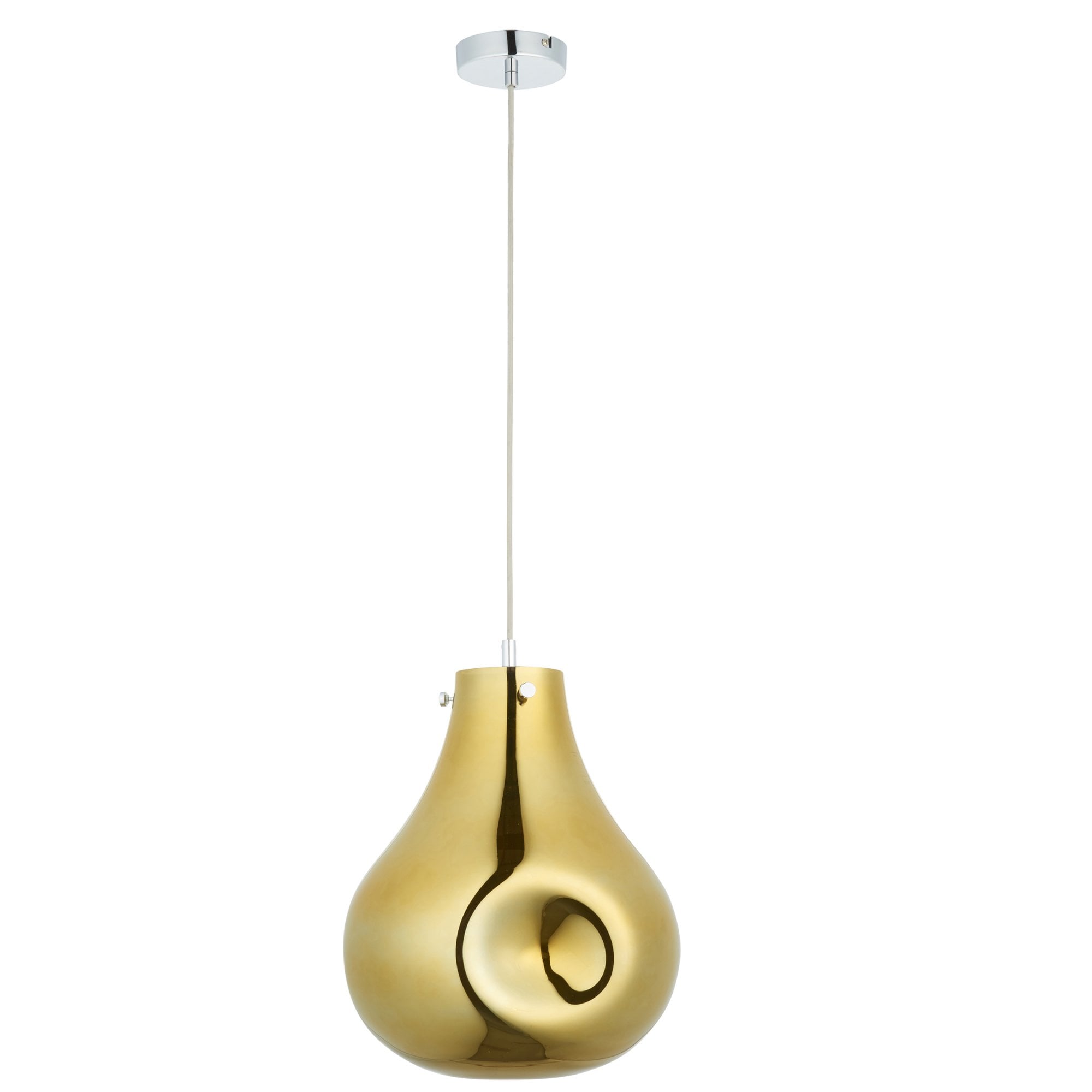 99789 1 Light Pendant Gold Metallic Glass & Chrome Plate