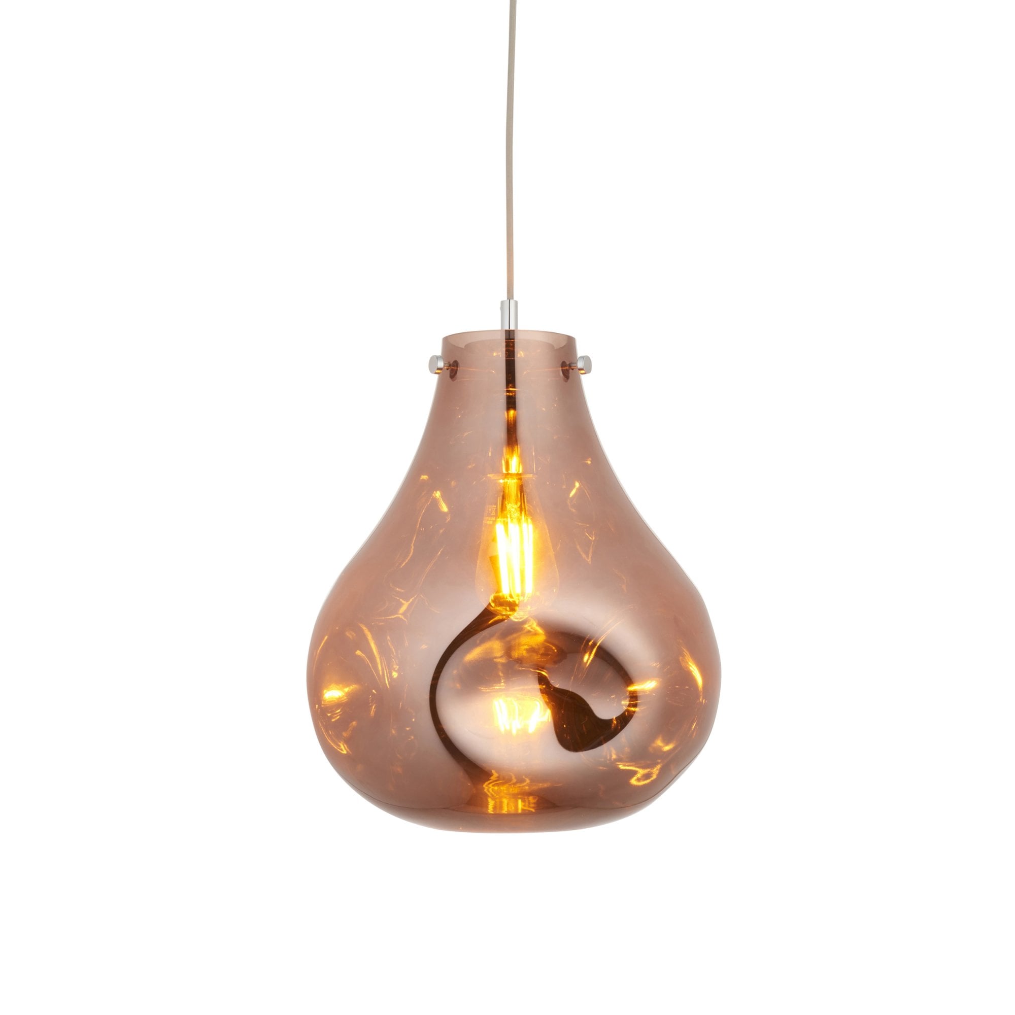 99790 1 Light Pendant Copper Metallic Glass & Chrome Plate