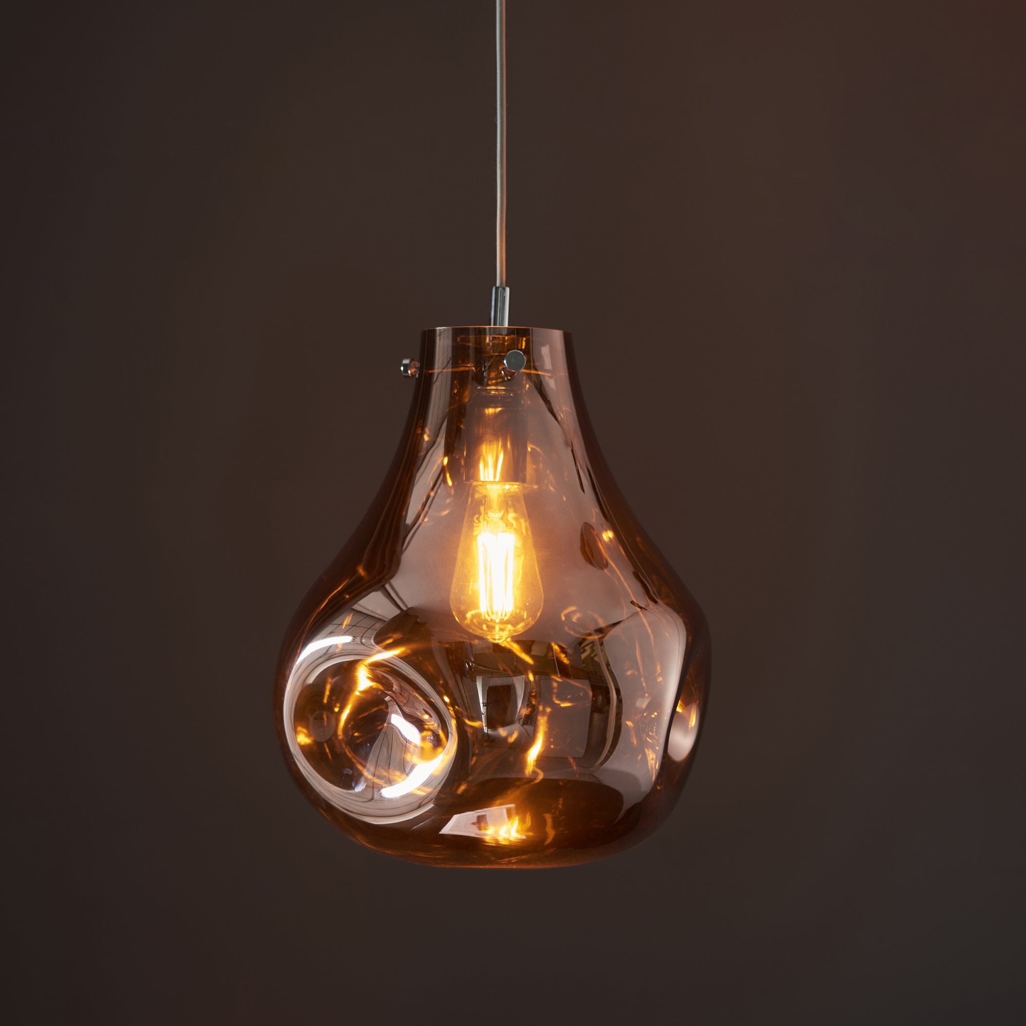 99790 1 Light Pendant Copper Metallic Glass & Chrome Plate