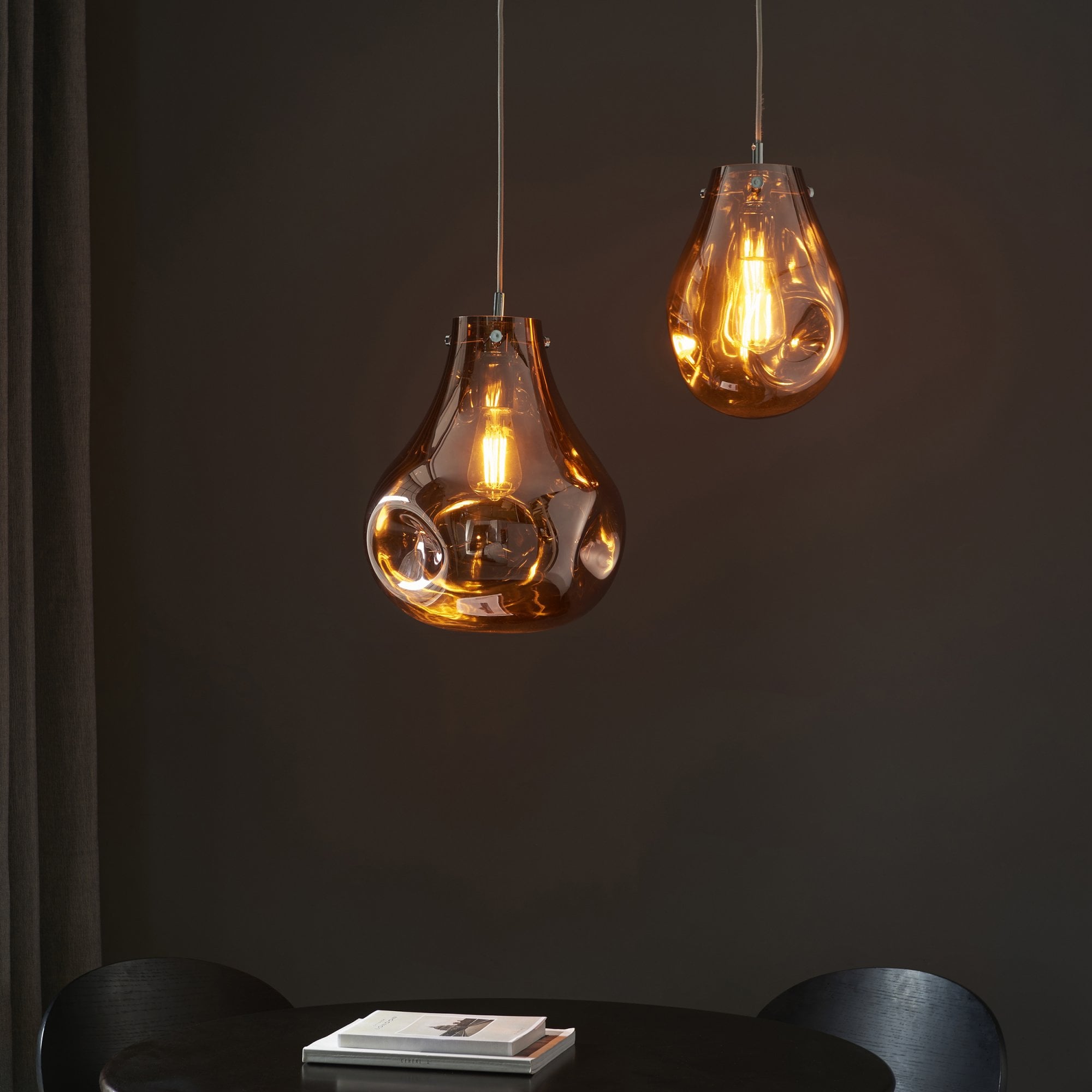 99790 1 Light Pendant Copper Metallic Glass & Chrome Plate