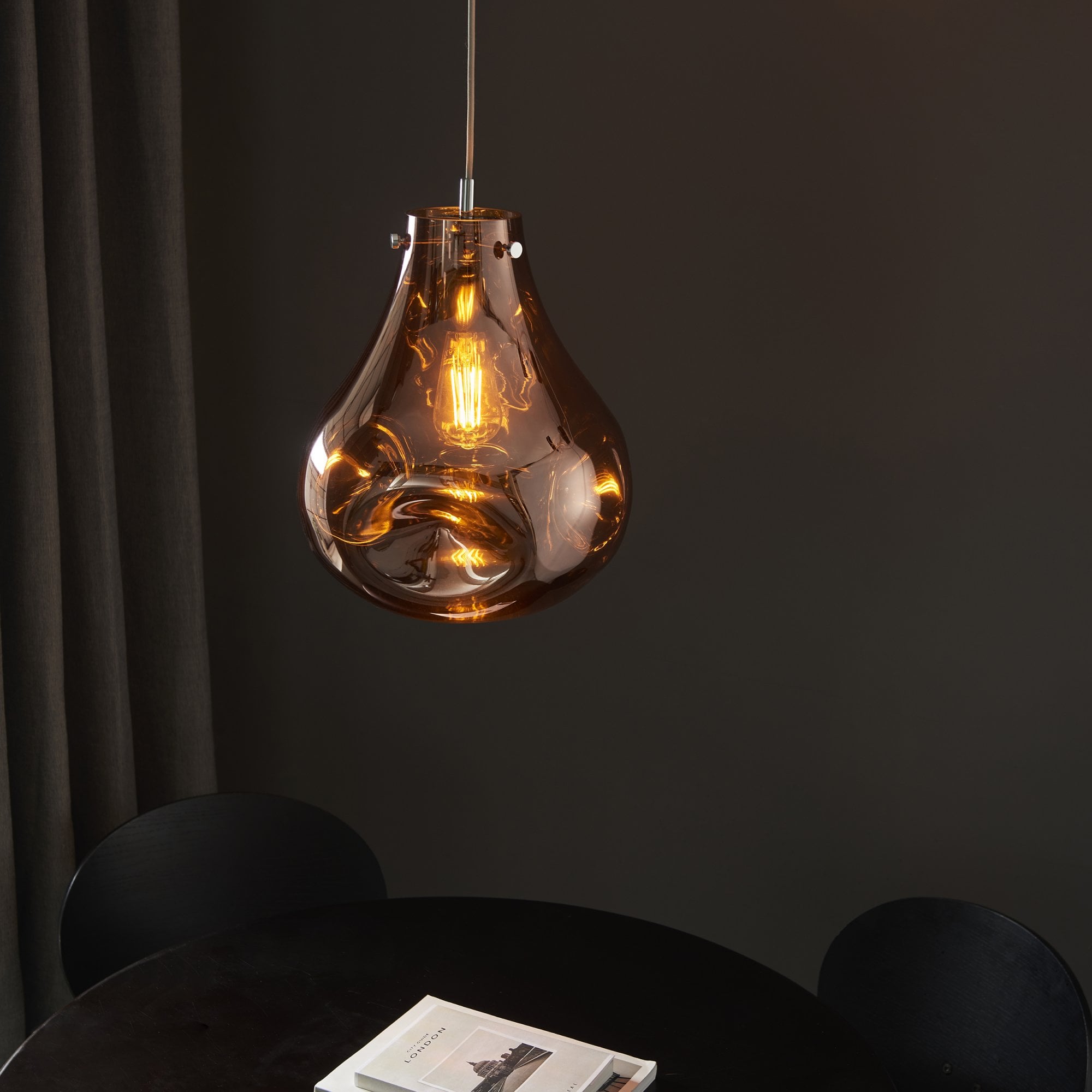 99790 1 Light Pendant Copper Metallic Glass & Chrome Plate
