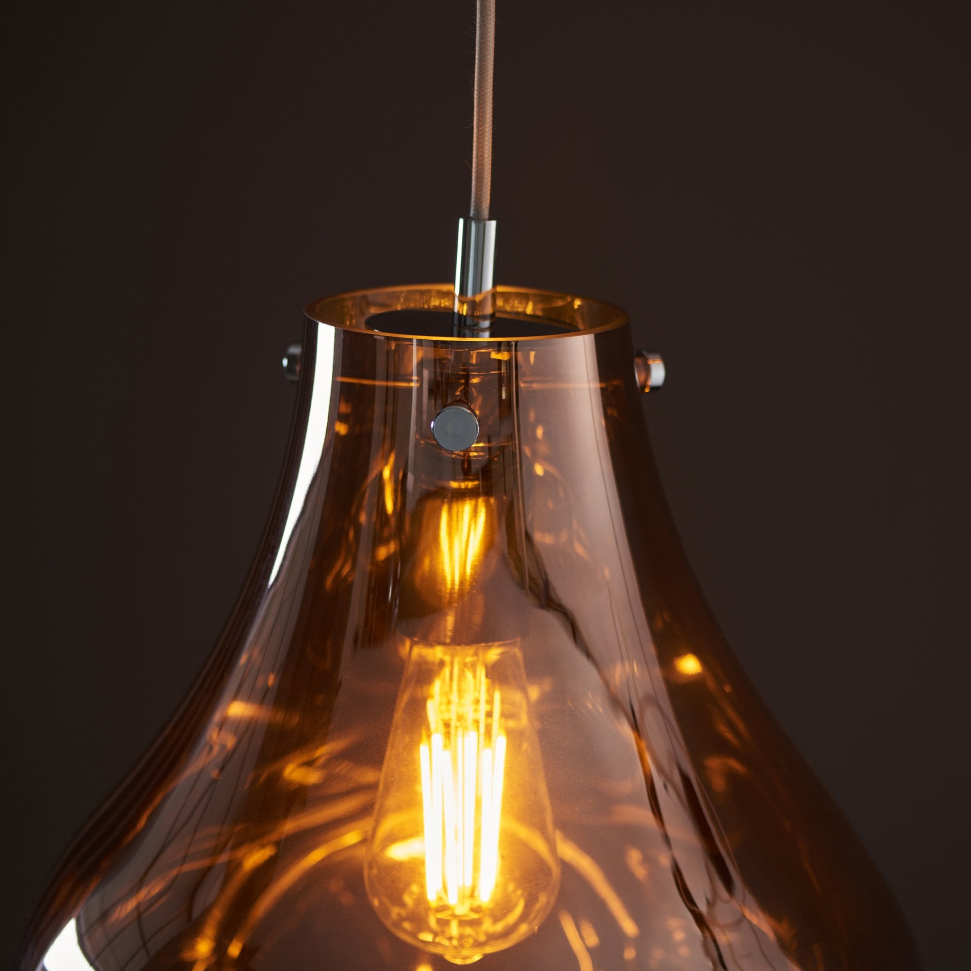 99790 1 Light Pendant Copper Metallic Glass & Chrome Plate