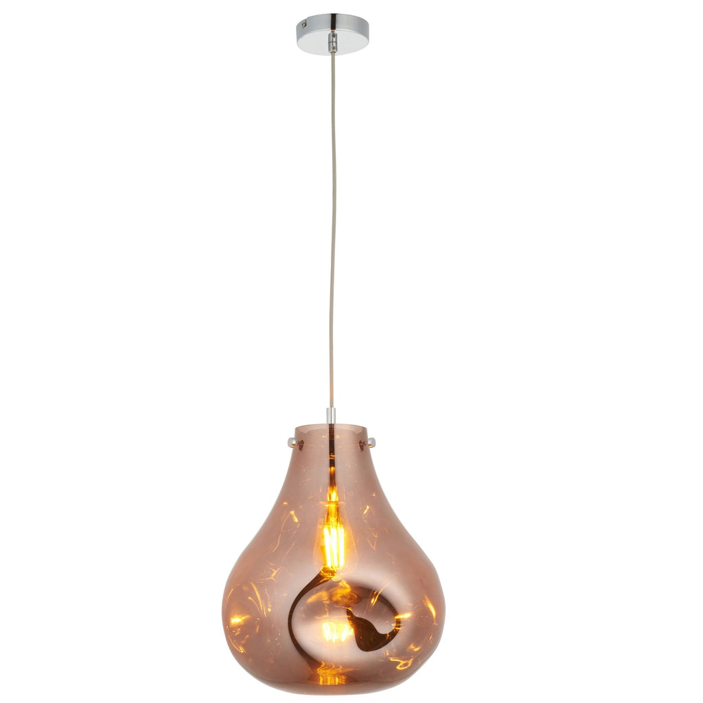 99790 1 Light Pendant Copper Metallic Glass & Chrome Plate