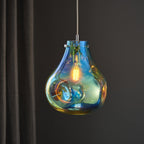 99791 1 Light Pendant Petrol Metallic Glass & Chrome Plate