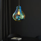 99791 1 Light Pendant Petrol Metallic Glass & Chrome Plate