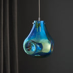 99791 1 Light Pendant Petrol Metallic Glass & Chrome Plate