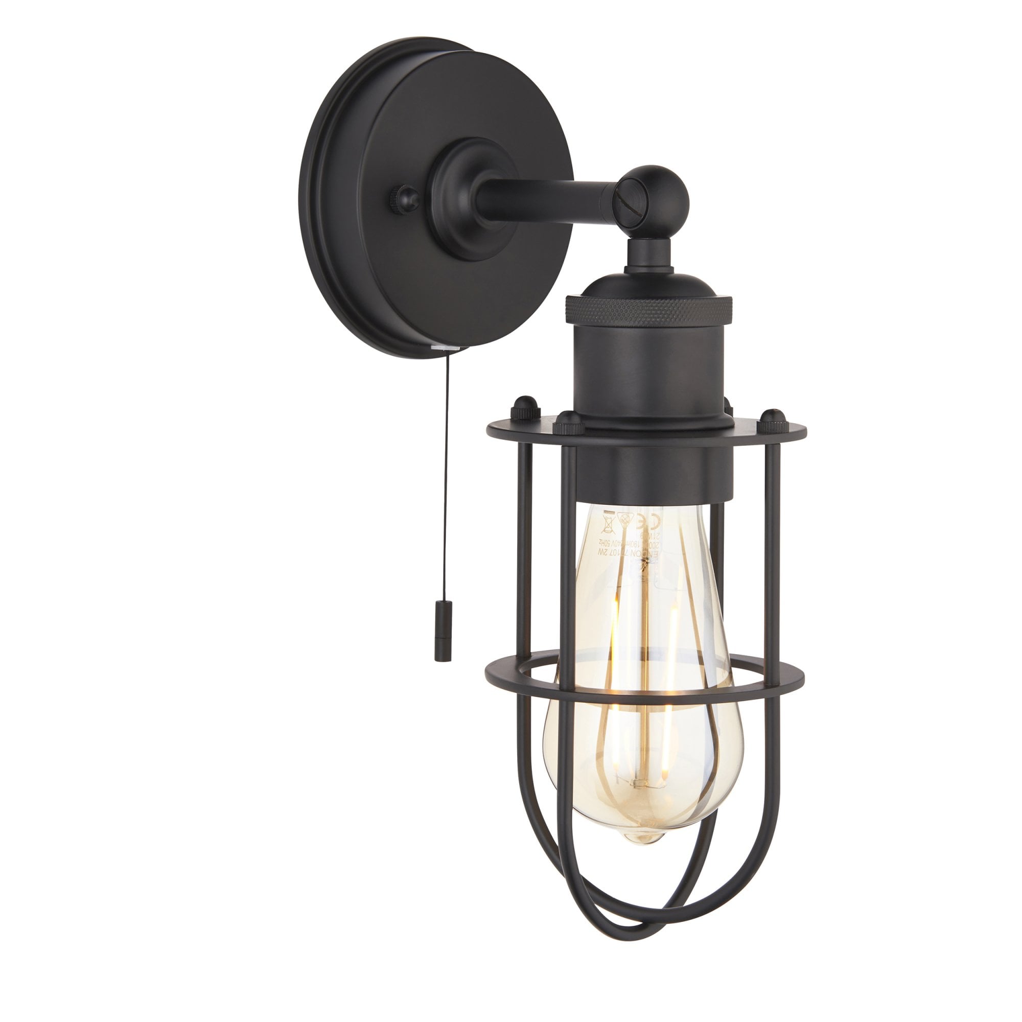 99948 Bathroom 1 Light Wall Light Matt Black Finish