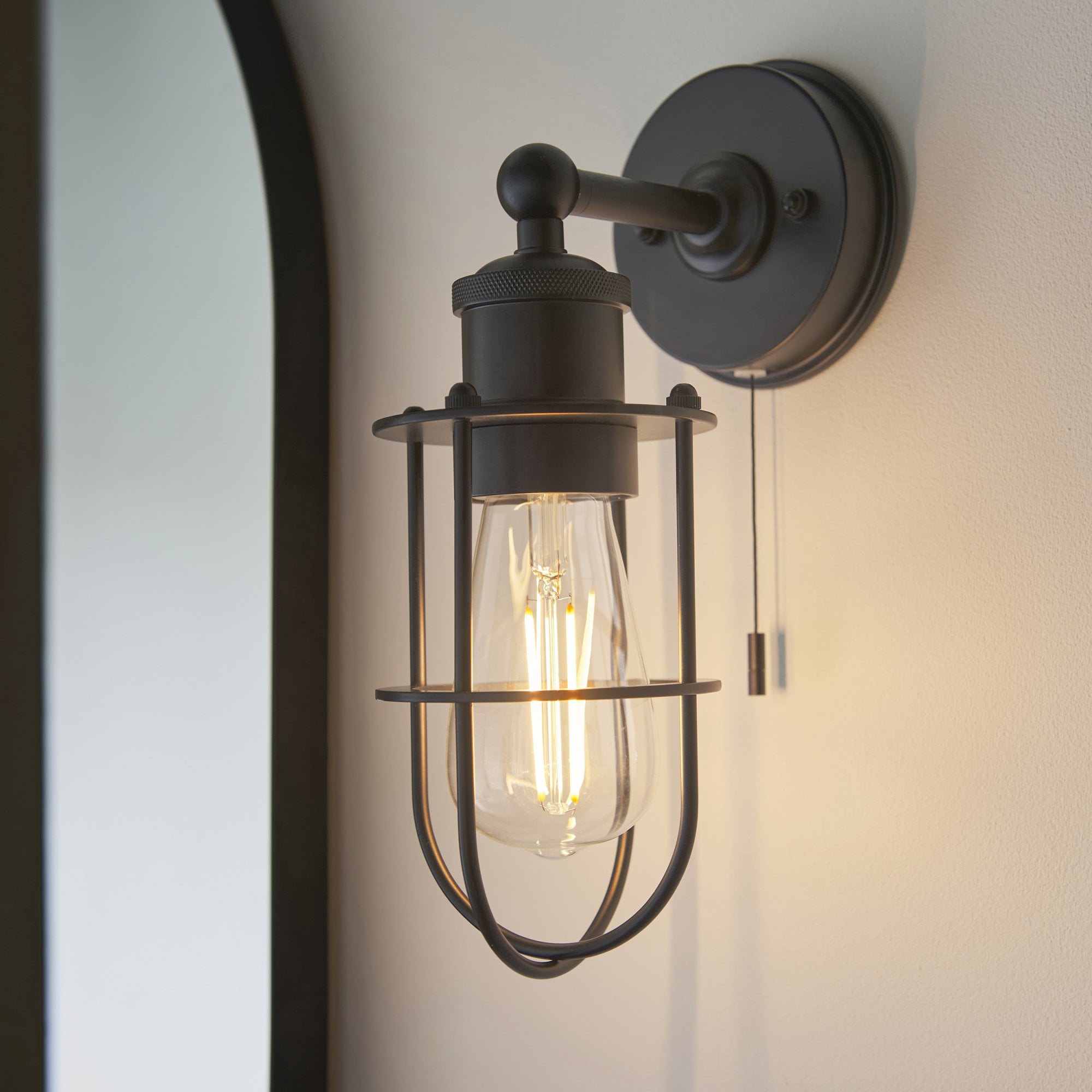 99948 Bathroom 1 Light Wall Light Matt Black Finish