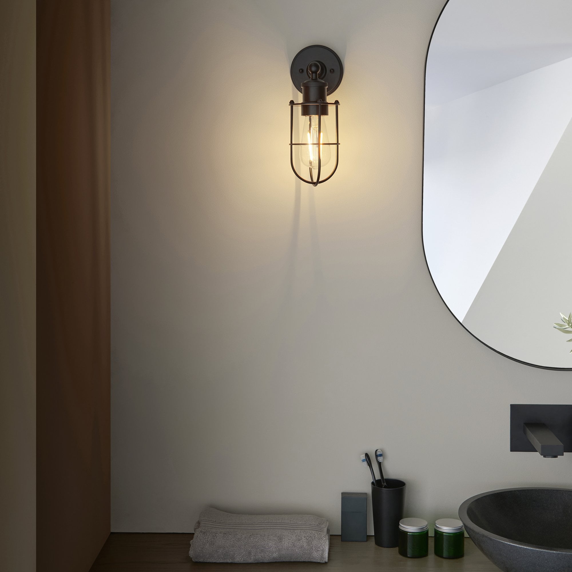 99948 Bathroom 1 Light Wall Light Matt Black Finish