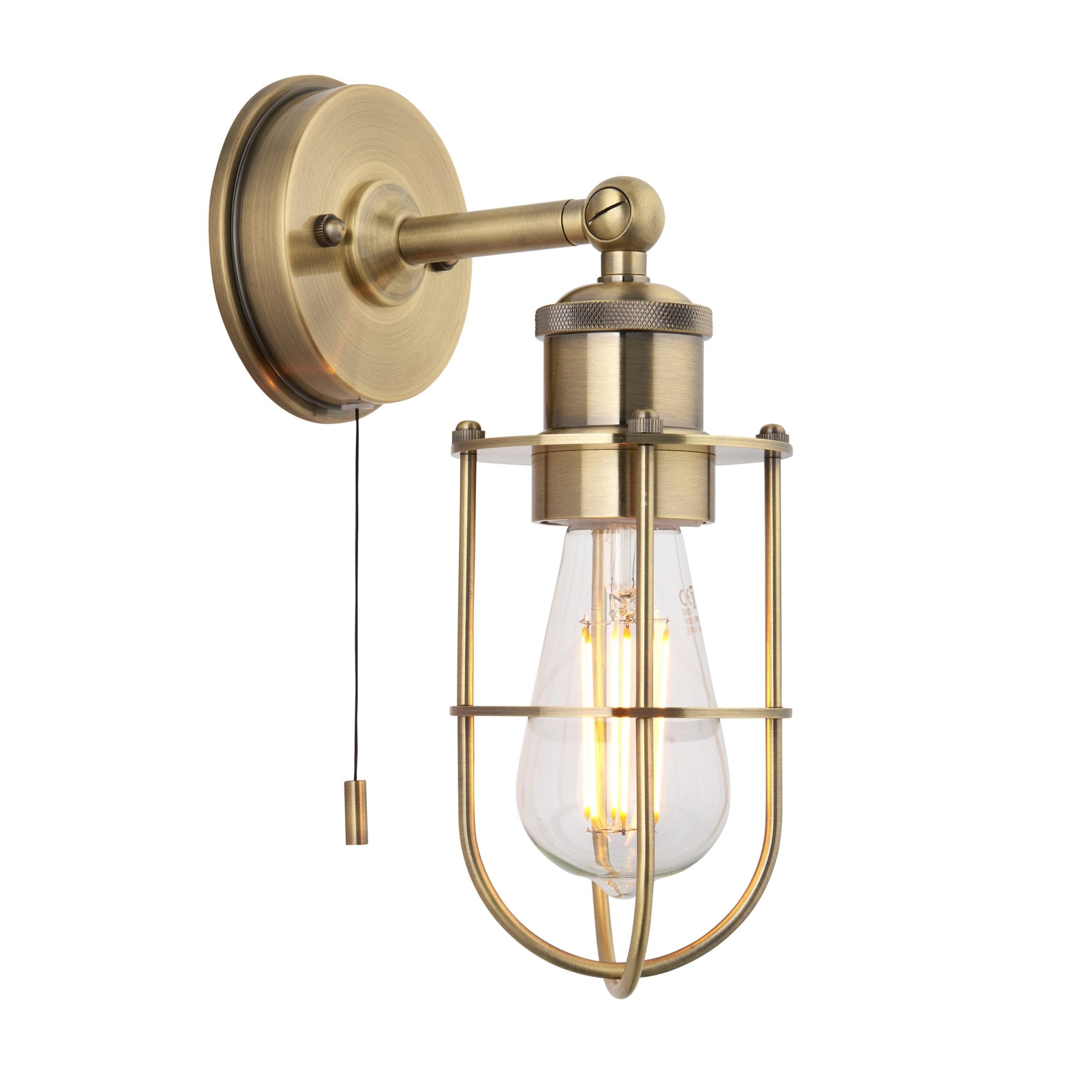 99952 Bathroom 1 Light Wall Light Antique Brass Plate