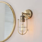 99952 Bathroom 1 Light Wall Light Antique Brass Plate