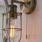 99952 Bathroom 1 Light Wall Light Antique Brass Plate
