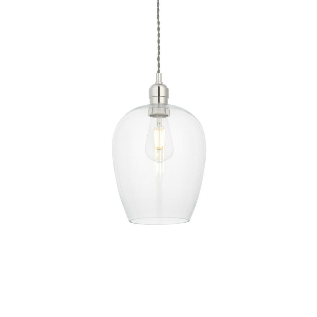 100657 1 Light Pendant Bright Nickel Plate & Clear Glass