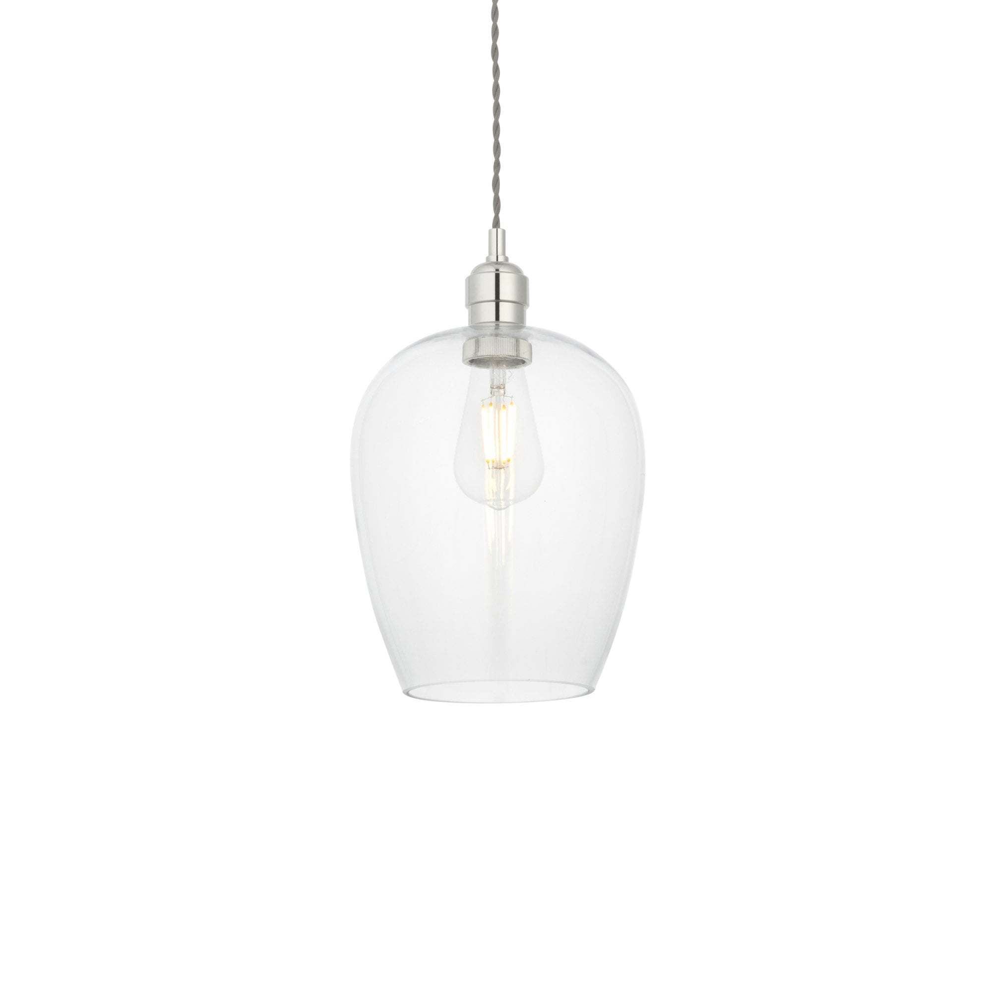 100657 1 Light Pendant Bright Nickel Plate & Clear Glass