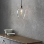 100657 1 Light Pendant Bright Nickel Plate & Clear Glass