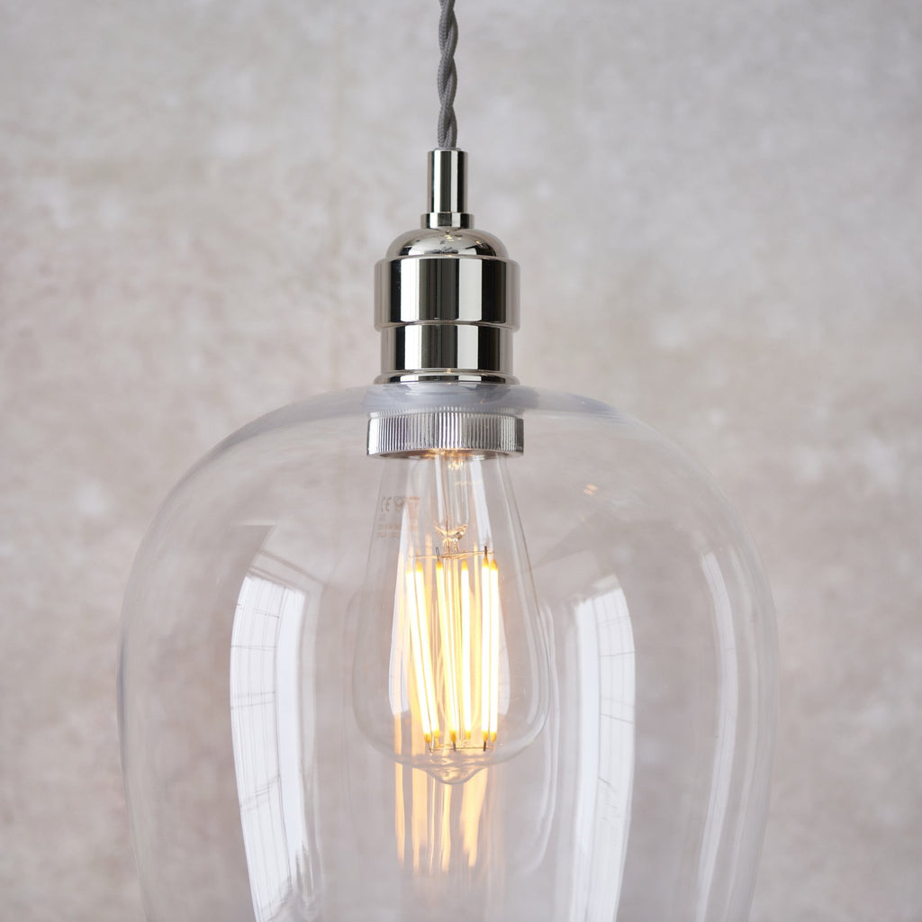 100657 1 Light Pendant Bright Nickel Plate & Clear Glass