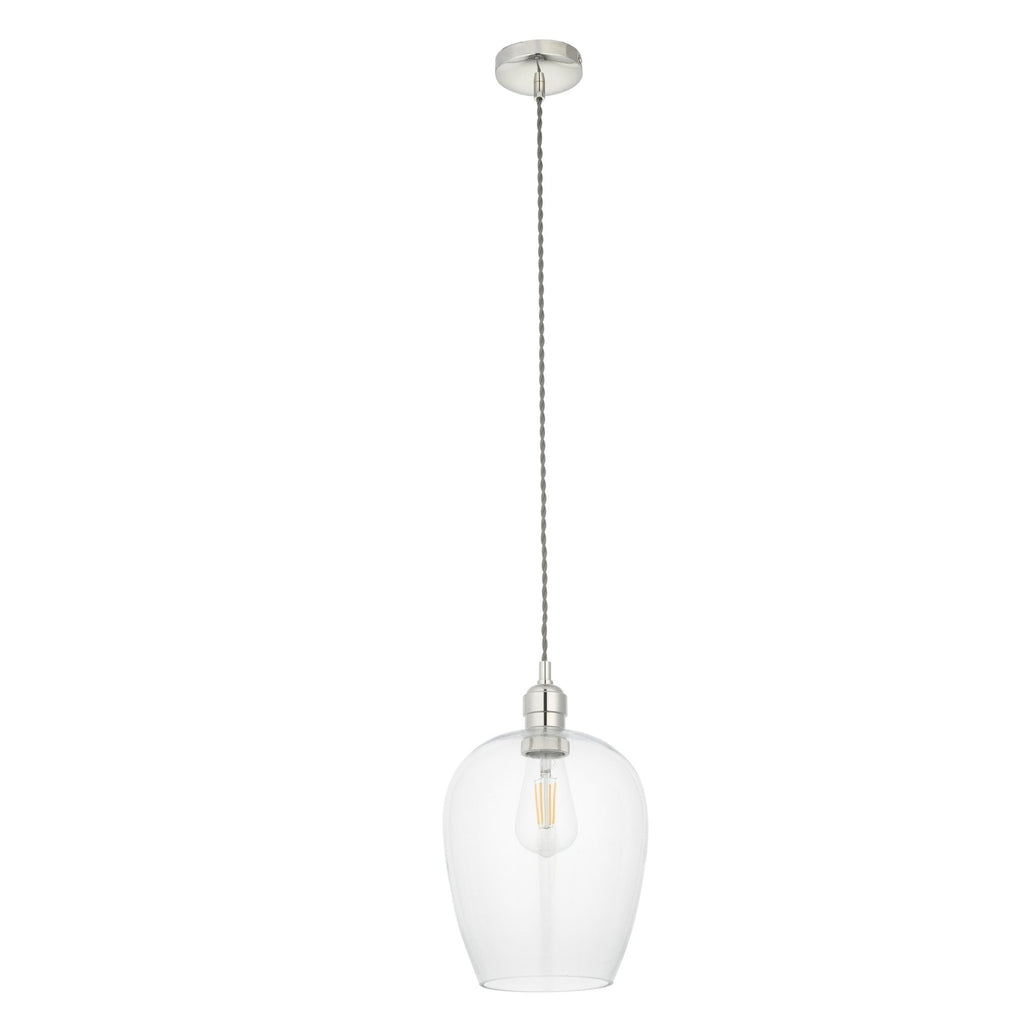 100657 1 Light Pendant Bright Nickel Plate & Clear Glass