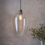 100658 1 Light Pendant Antique Brass Plate & Clear Glass