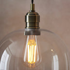 100658 1 Light Pendant Antique Brass Plate & Clear Glass