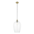 100658 1 Light Pendant Antique Brass Plate & Clear Glass