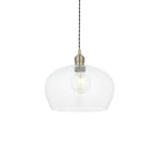 1 Light Pendant Antique Brass Plate & Clear Glass