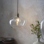 1 Light Pendant Antique Brass Plate & Clear Glass