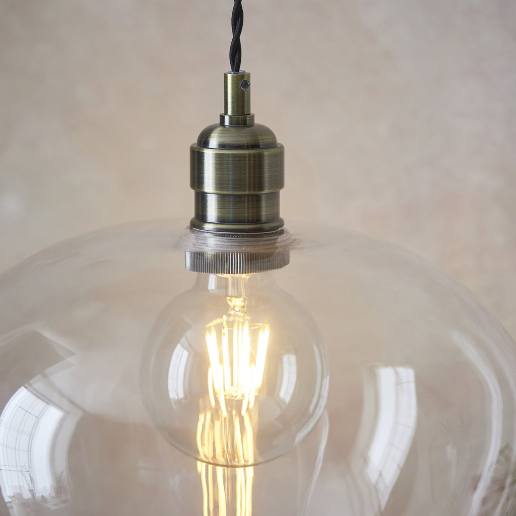 1 Light Pendant Antique Brass Plate & Clear Glass
