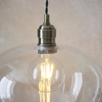 1 Light Pendant Antique Brass Plate & Clear Glass