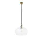 1 Light Pendant Antique Brass Plate & Clear Glass