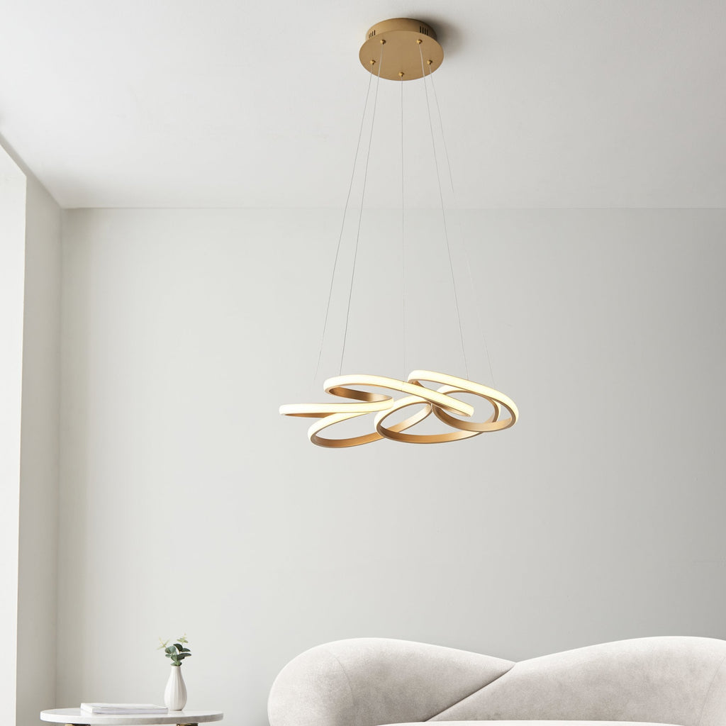 101561 1 Light LED Pendant Satin Gold Paint & White Silicone