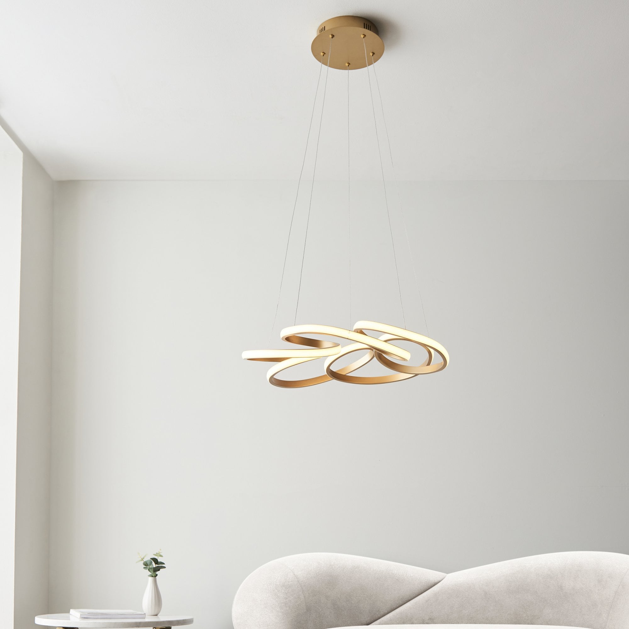 101561 1 Light LED Pendant Satin Gold Paint & White Silicone