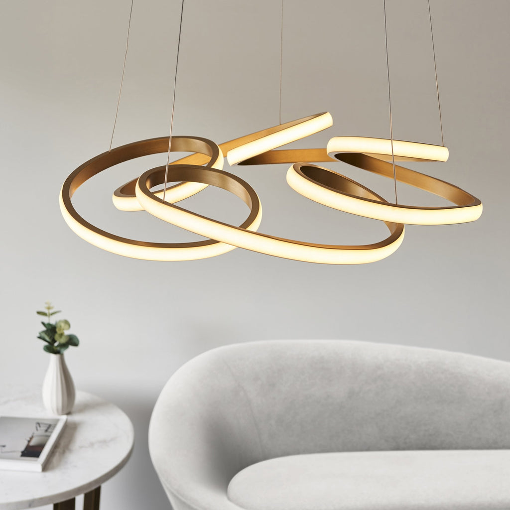 101561 1 Light LED Pendant Satin Gold Paint & White Silicone