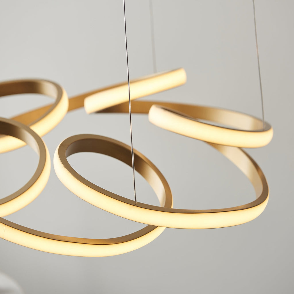 101561 1 Light LED Pendant Satin Gold Paint & White Silicone