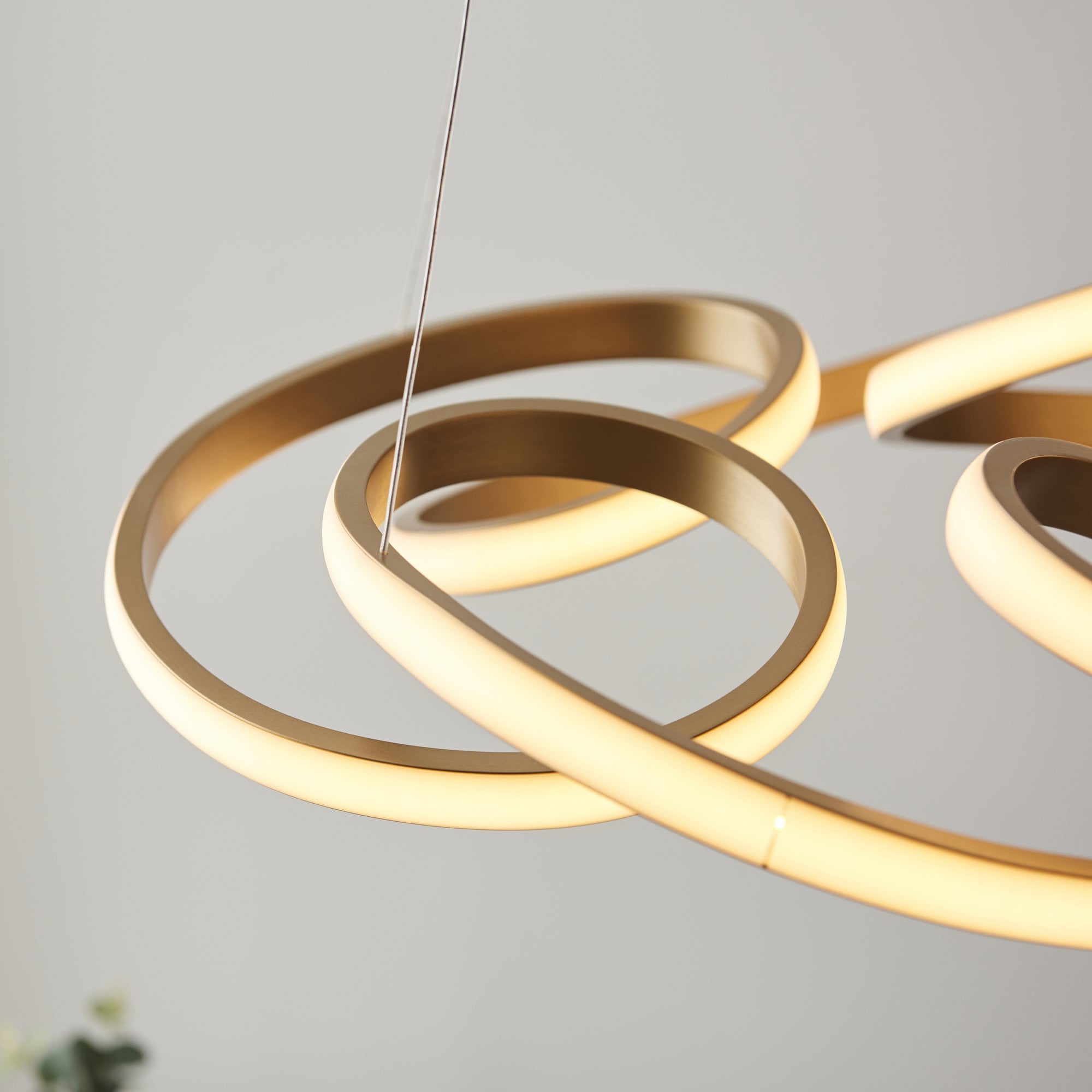 101561 1 Light LED Pendant Satin Gold Paint & White Silicone