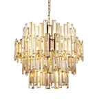 101663 15 Light Pendant Gold Effect Plate & Champagne Crystal