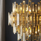 101663 15 Light Pendant Gold Effect Plate & Champagne Crystal