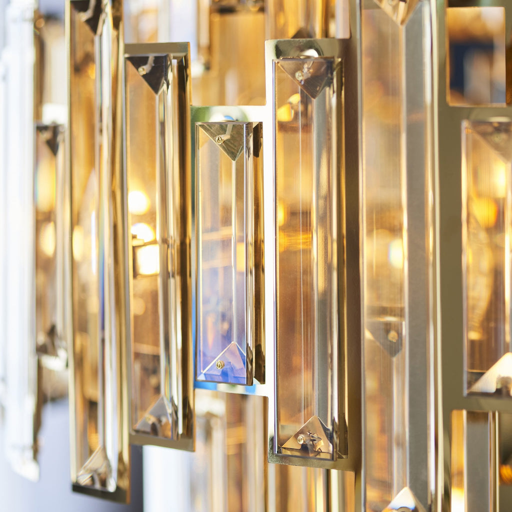 101663 15 Light Pendant Gold Effect Plate & Champagne Crystal