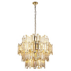 101663 15 Light Pendant Gold Effect Plate & Champagne Crystal