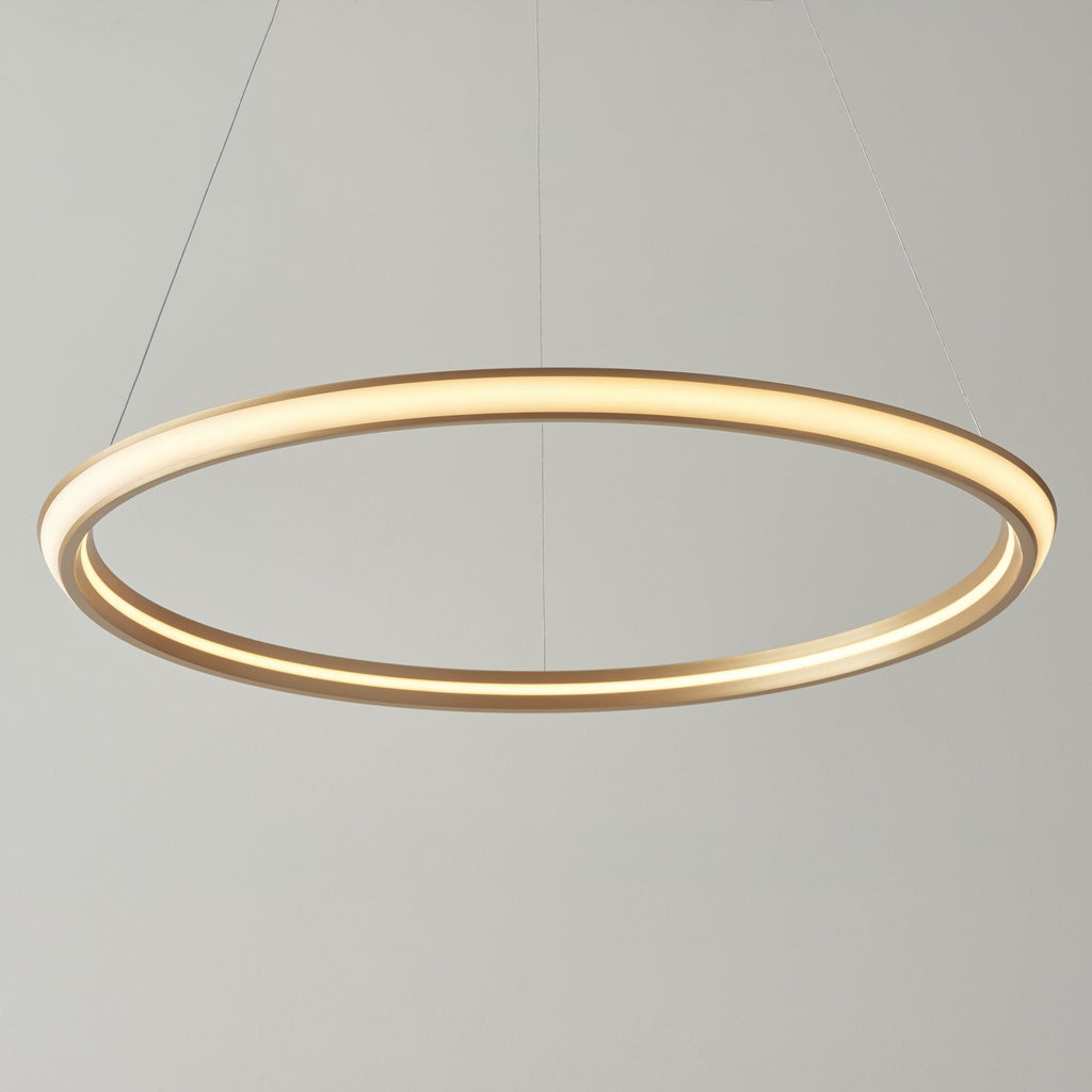 102254 1 Light LED Pendant Satin Gold Paint & White Silicone