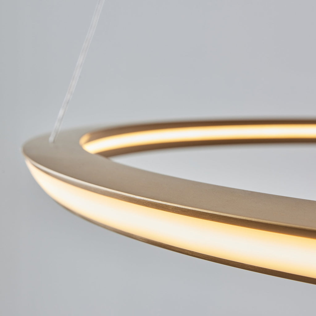 102254 1 Light LED Pendant Satin Gold Paint & White Silicone