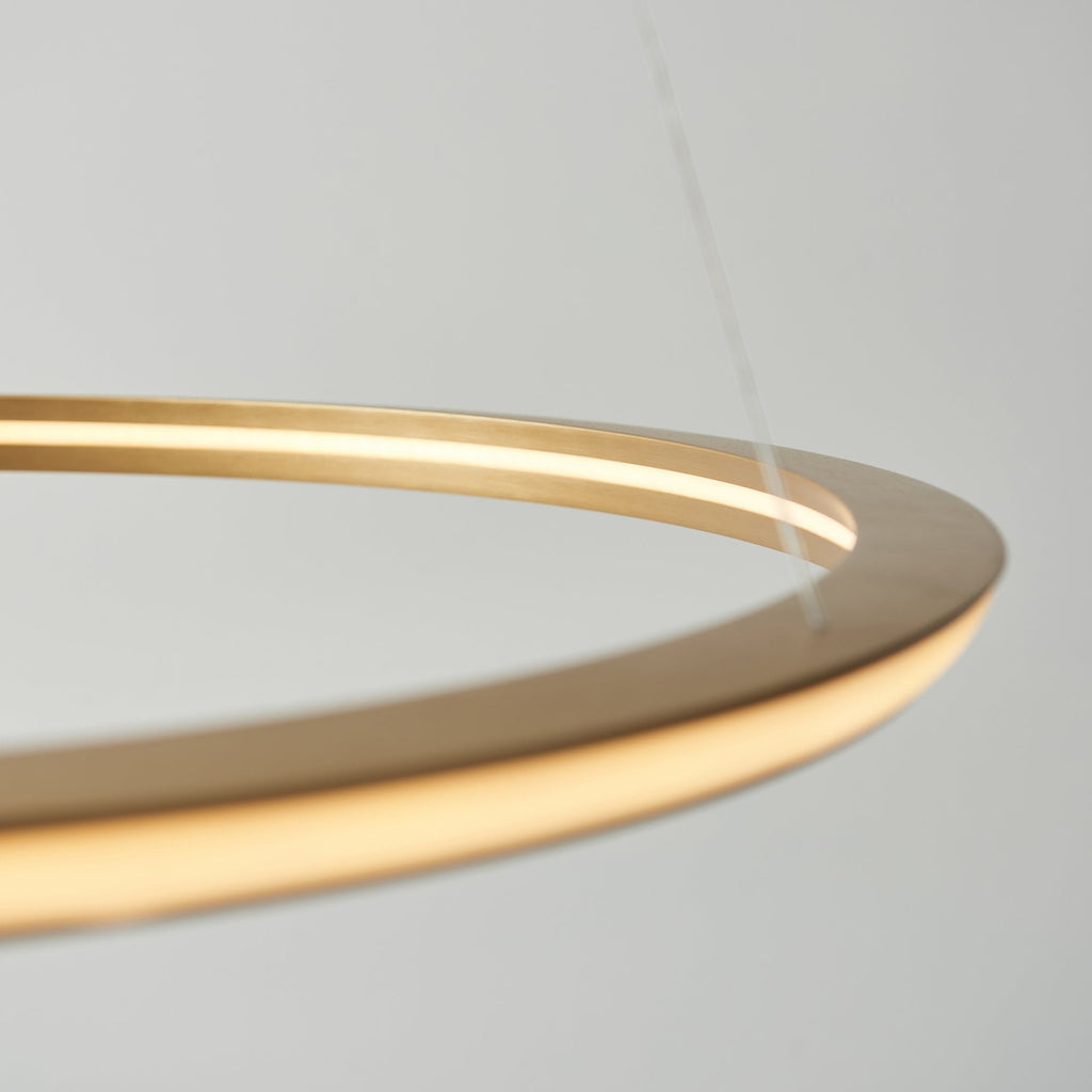 102254 1 Light LED Pendant Satin Gold Paint & White Silicone